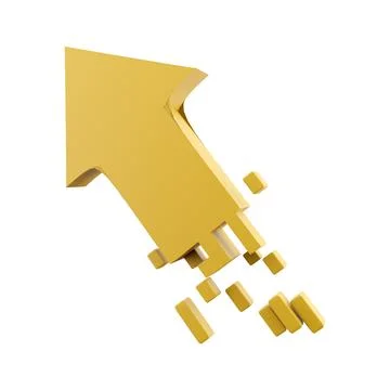 3d rendering golden arrow rises up icon. 3d render yellow arrow grow up icon 스톡 일러스트
