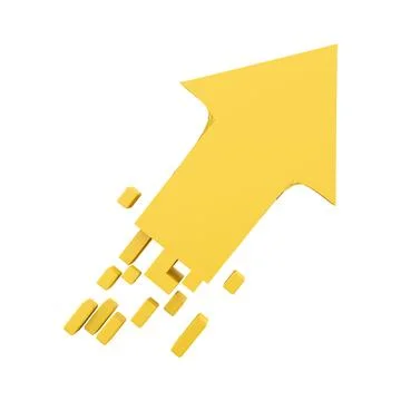 3d rendering golden arrow rises up icon. 3d render yellow arrow grow up icon Stock Illustration