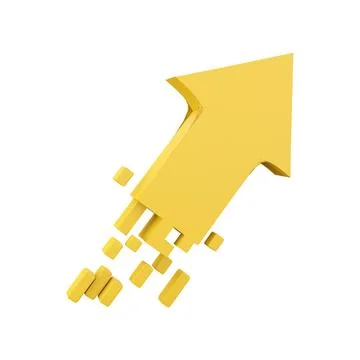 3d rendering golden arrow rises up icon. 3d render yellow arrow grow up icon Stock Illustration