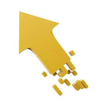 3d rendering golden arrow rises up icon. 3d render yellow arrow grow up icon Stock Illustration