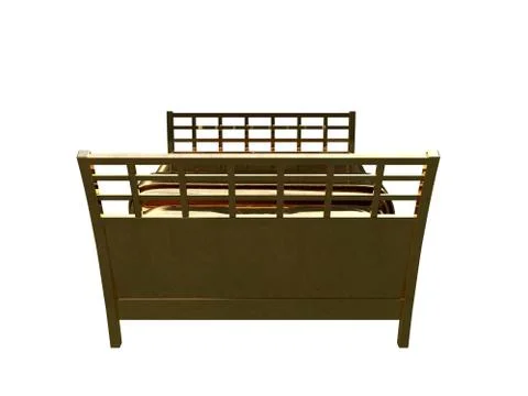 3d rendering of a golden bed isolated on a white background Stock Illustration
