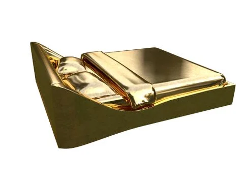 3d rendering of a golden bed isolated on a white background Stock Illustration