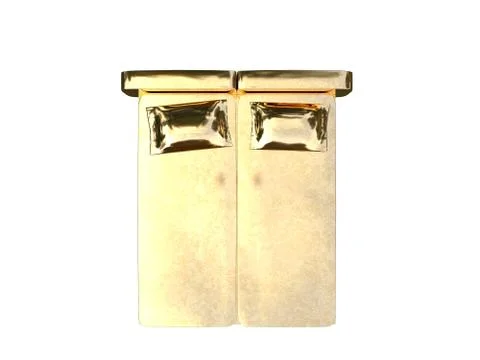 3d rendering of a golden bed isolated on a white background Stock Illustration