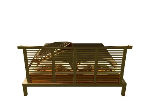 3d rendering of a golden bed isolated on a white background Stock Illustration