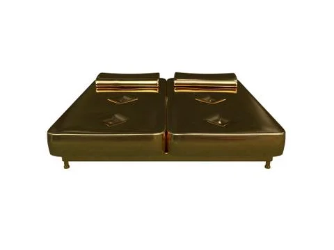 3d rendering of a golden bed isolated on a white background Stock Illustration