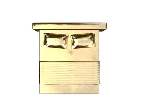 3d rendering of a golden bed isolated on a white background Stock Illustration