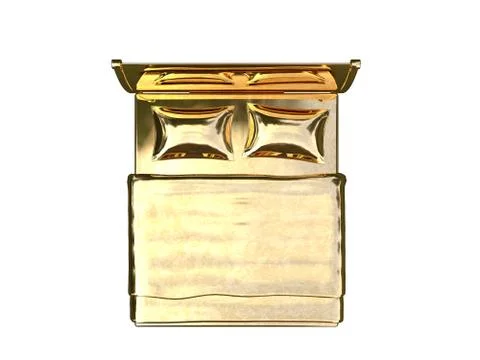 3d rendering of a golden bed isolated on a white background Stock Illustration