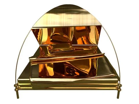 3d rendering of a golden bed isolated on a white background Stock Illustration