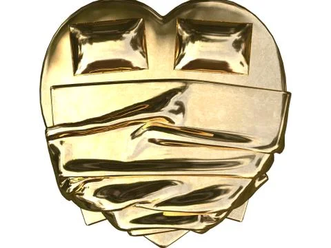 3d rendering of a golden bed isolated on a white background Stock Illustration