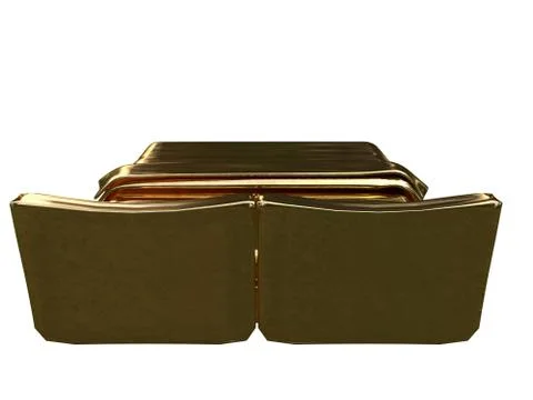 3d rendering of a golden bed isolated on a white background Stock Illustration