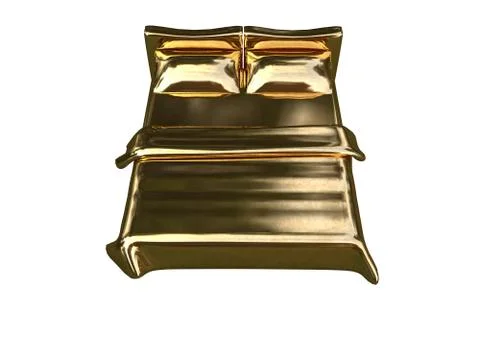 3d rendering of a golden bed isolated on a white background Stock Illustration