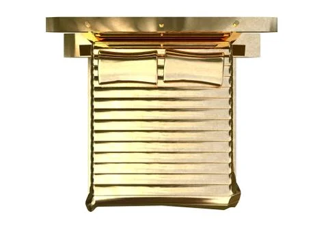3d rendering of a golden bed isolated on a white background Stock Illustration