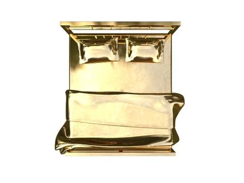 3d rendering of a golden bed isolated on a white background Stock Illustration