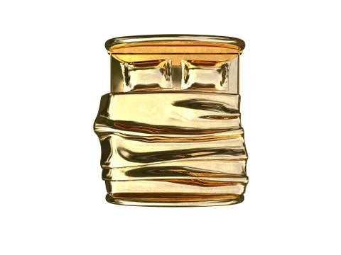 3d rendering of a golden bed isolated on a white background Stock Illustration