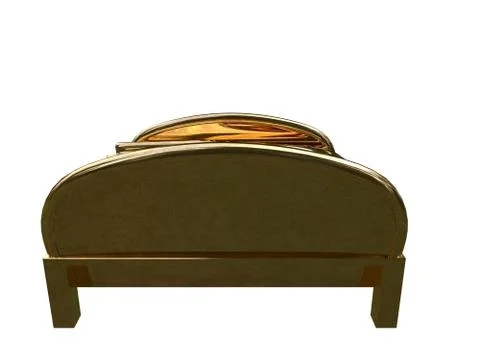 3d rendering of a golden bed isolated on a white background Stock Illustration