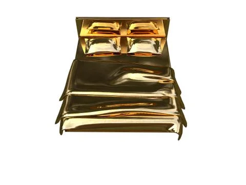 3d rendering of a golden bed isolated on a white background Stock Illustration