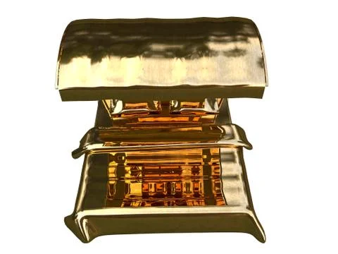 3d rendering of a golden bed isolated on a white background Stock Illustration