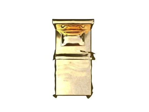3d rendering of a golden bed isolated on a white background Stock Illustration