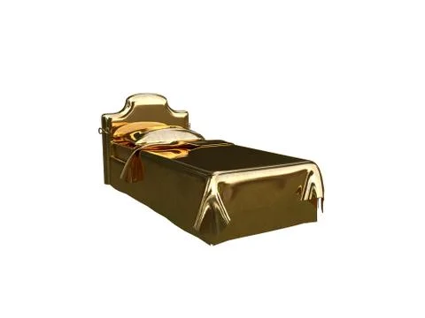 3d rendering of a golden bed isolated on a white background Stock Illustration