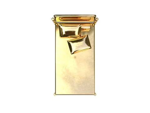 3d rendering of a golden bed isolated on a white background Stock Illustration