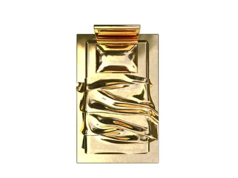3d rendering of a golden bed isolated on a white background Stock Illustration