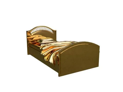 3d rendering of a golden bed isolated on a white background Stock Illustration