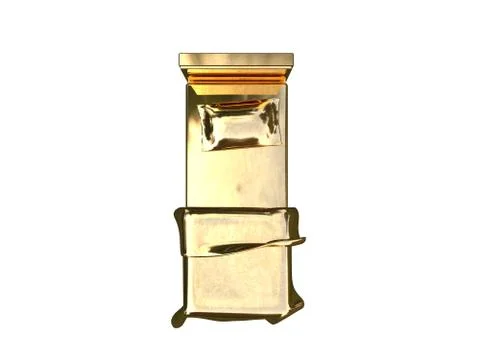 3d rendering of a golden bed isolated on a white background Stock Illustration