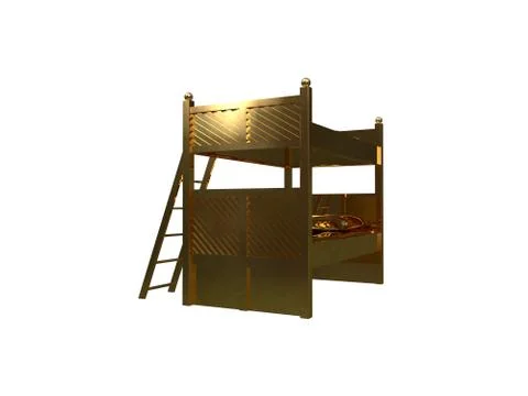 3d rendering of a golden bed isolated on a white background Stock Illustration