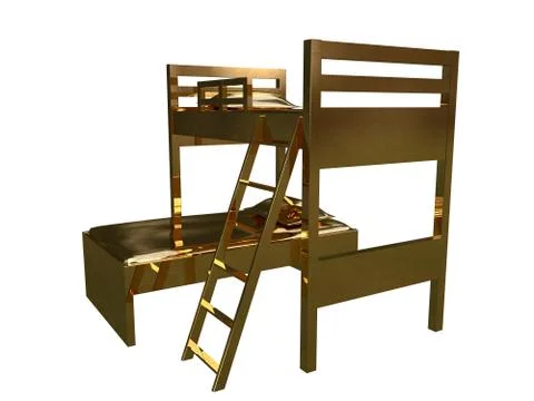 3d rendering of a golden bed isolated on a white background Stock Illustration