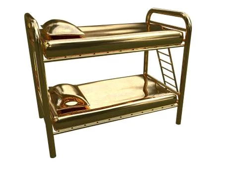 3d rendering of a golden bed isolated on a white background Stock Illustration