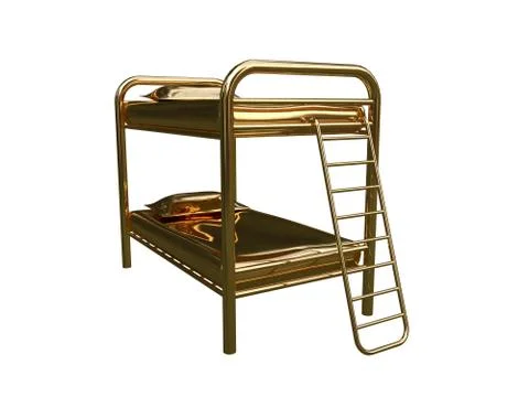 3d rendering of a golden bed isolated on a white background Stock Illustration