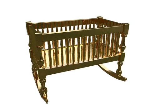 3d rendering of a golden bed isolated on a white background Stock Illustration