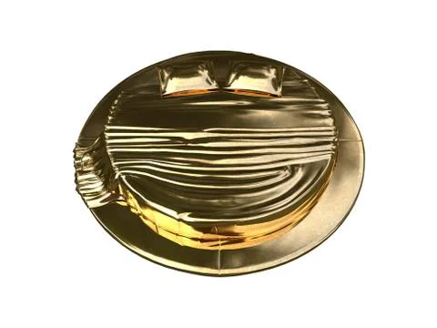 3d rendering of a golden bed isolated on a white background Stock Illustration