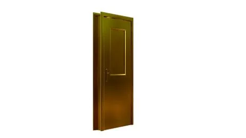 3d rendering of a golden door isolated on white Illustration