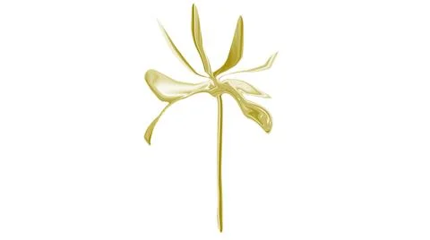 3D rendering. Golden flower in 3d isolated on a white background,the logo modern Stock Illustration