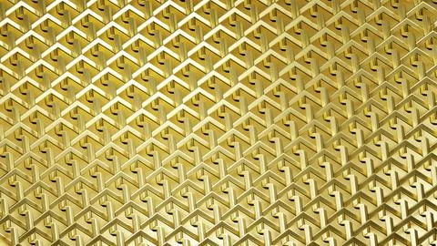3D rendering of golden geometric mesh with interweaving of precious threads.. Stock Illustration