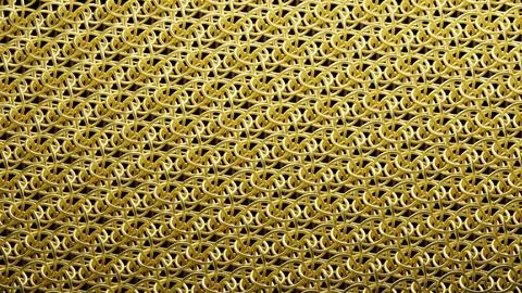 3D rendering of golden geometric mesh with round links segments. Jewelry go.. Stock Illustration