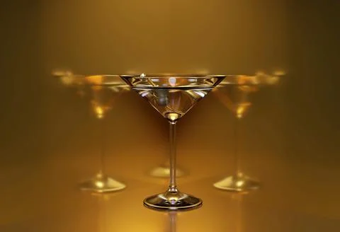 3D rendering the golden glass with reflections Stock Illustration