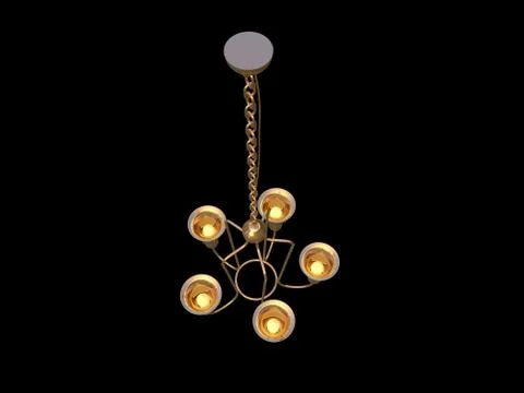 3d rendering of a golden lamp pendant isolated on a black background Stock Illustration