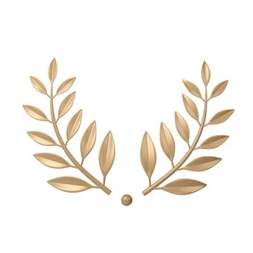 3d rendering golden laurel wreath. Trophy, award, champion victory concept Stock Illustration