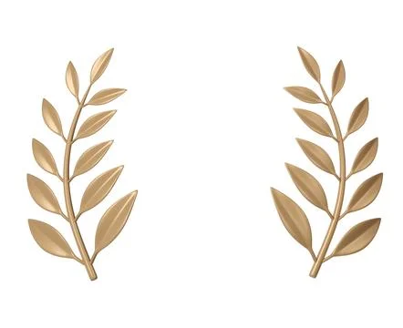 3d rendering golden laurel wreath frame with place for text. Trophy, award Stock Illustration