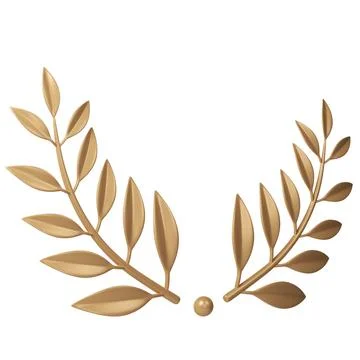 3d rendering golden laurel wreath. Trophy, award, champion victory concept Stock Illustration
