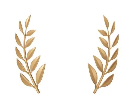 3d rendering golden laurel wreath frame with place for text. Trophy, award Stock Illustration