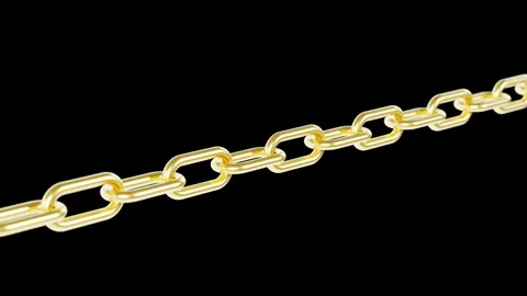 3D Rendering of Golden Metal Chain Links Sliding Diagonally - Seamless Loop Stock Footage 340271208