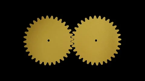3D rendering of golden metal gears rotating. Business mechanism seamless loop. Stock Footage 340288703