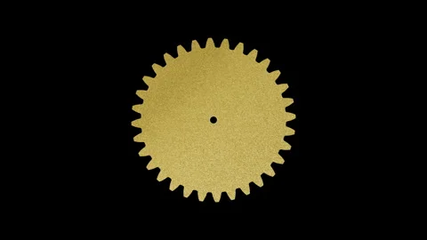 3D rendering of golden metal gears rotating. Business mechanism loop. Stock Footage 340298251