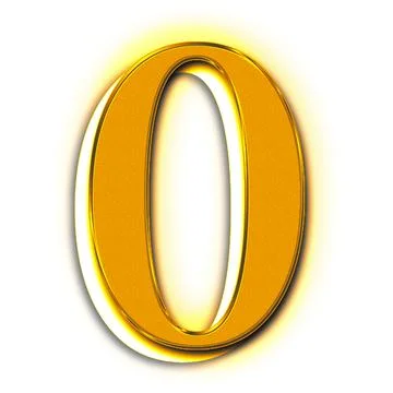 3D rendering of a golden number zero symbol isolated on a white background Illustrazione stock