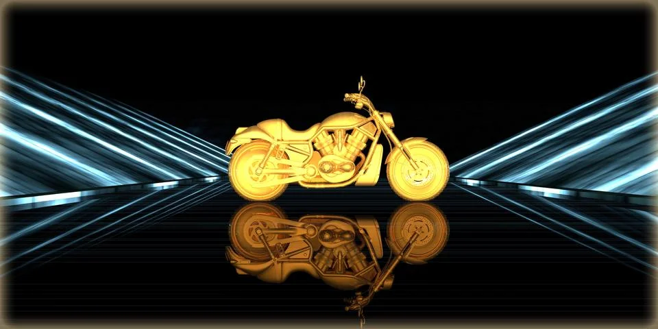 3d rendering of a golden object inside a futuristic road Stock Illustration