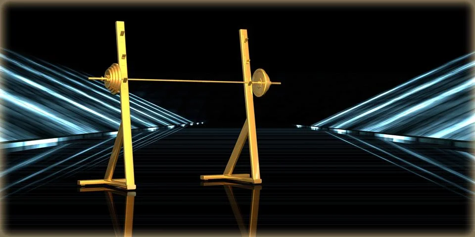 3d rendering of a golden object inside a futuristic road Stock Illustration