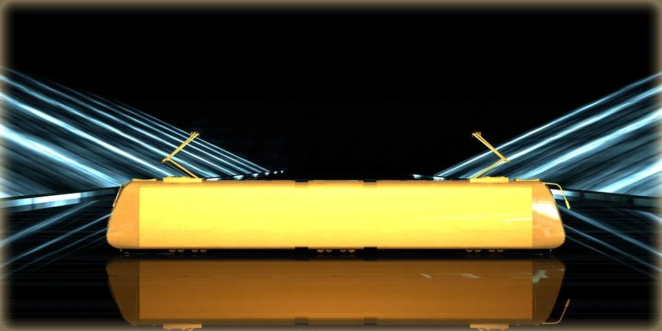 3d rendering of a golden object inside a futuristic road Stock Illustration